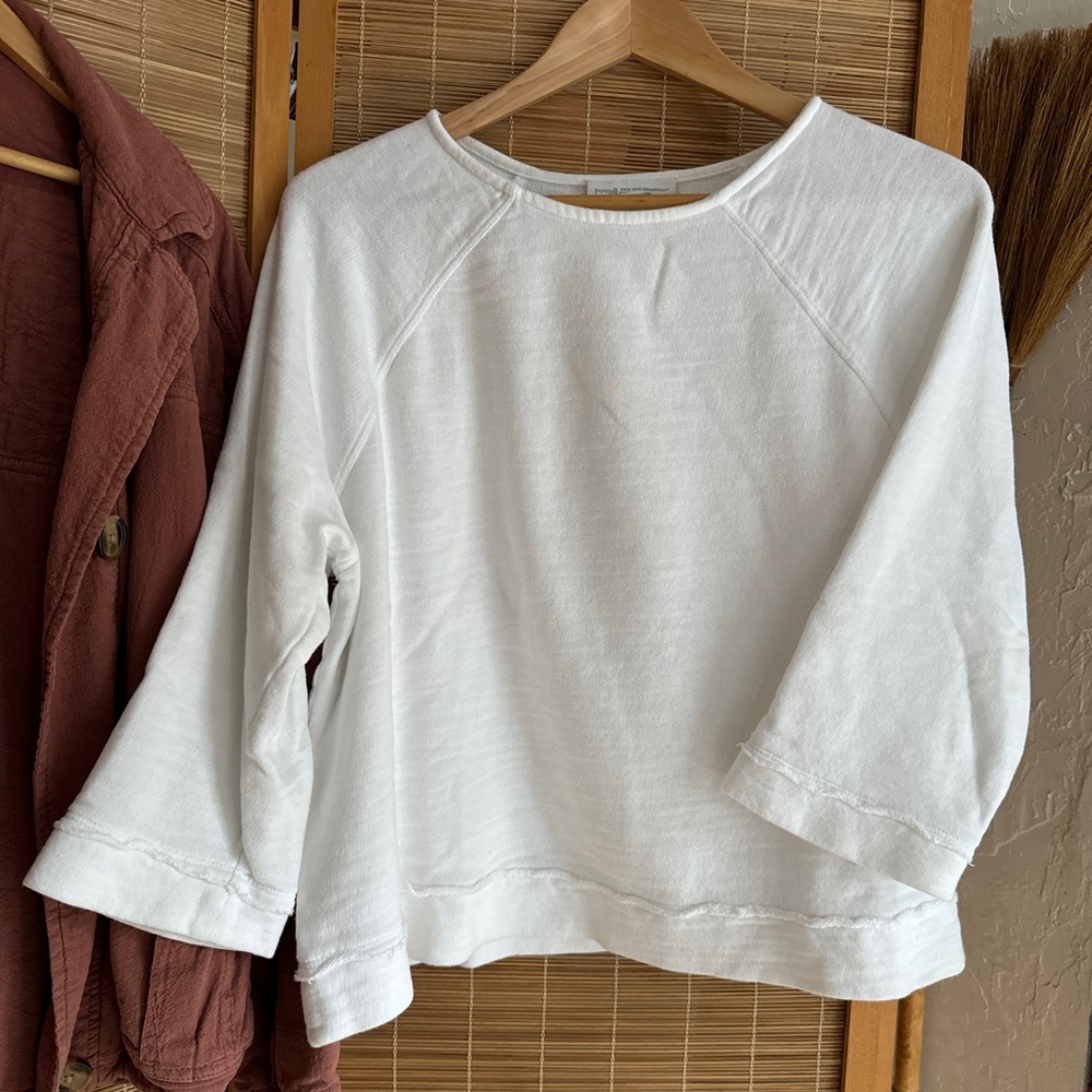 J. Jill Organic Cotton Raglan 3/4 Sleeve Terry Knit Top M